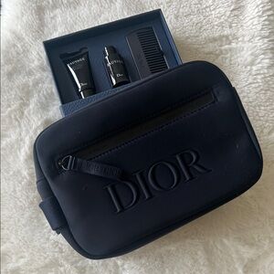 Dior Navy Toiletry Bag with Sauvage Set